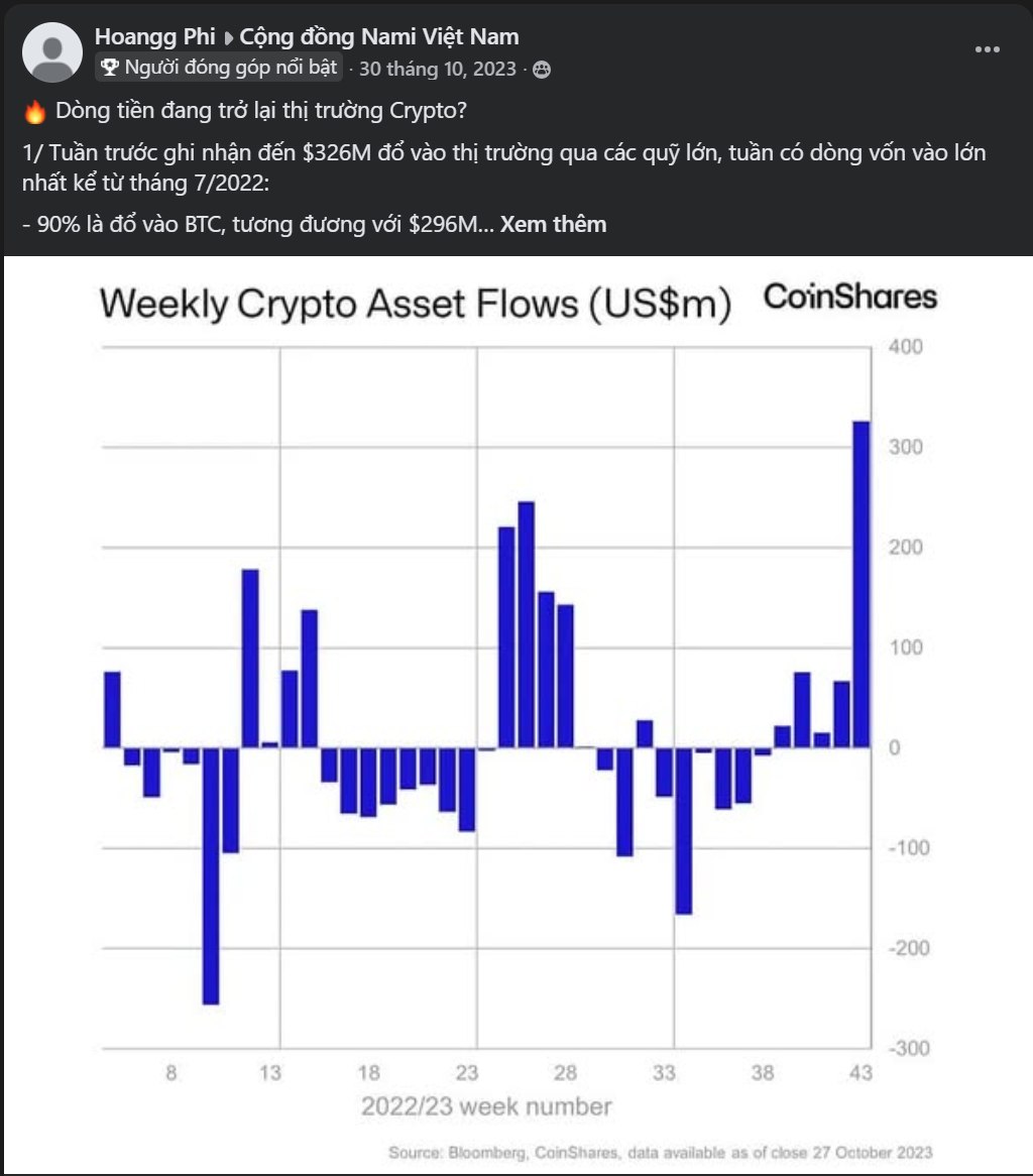 Nami community post — Crypto asset flows